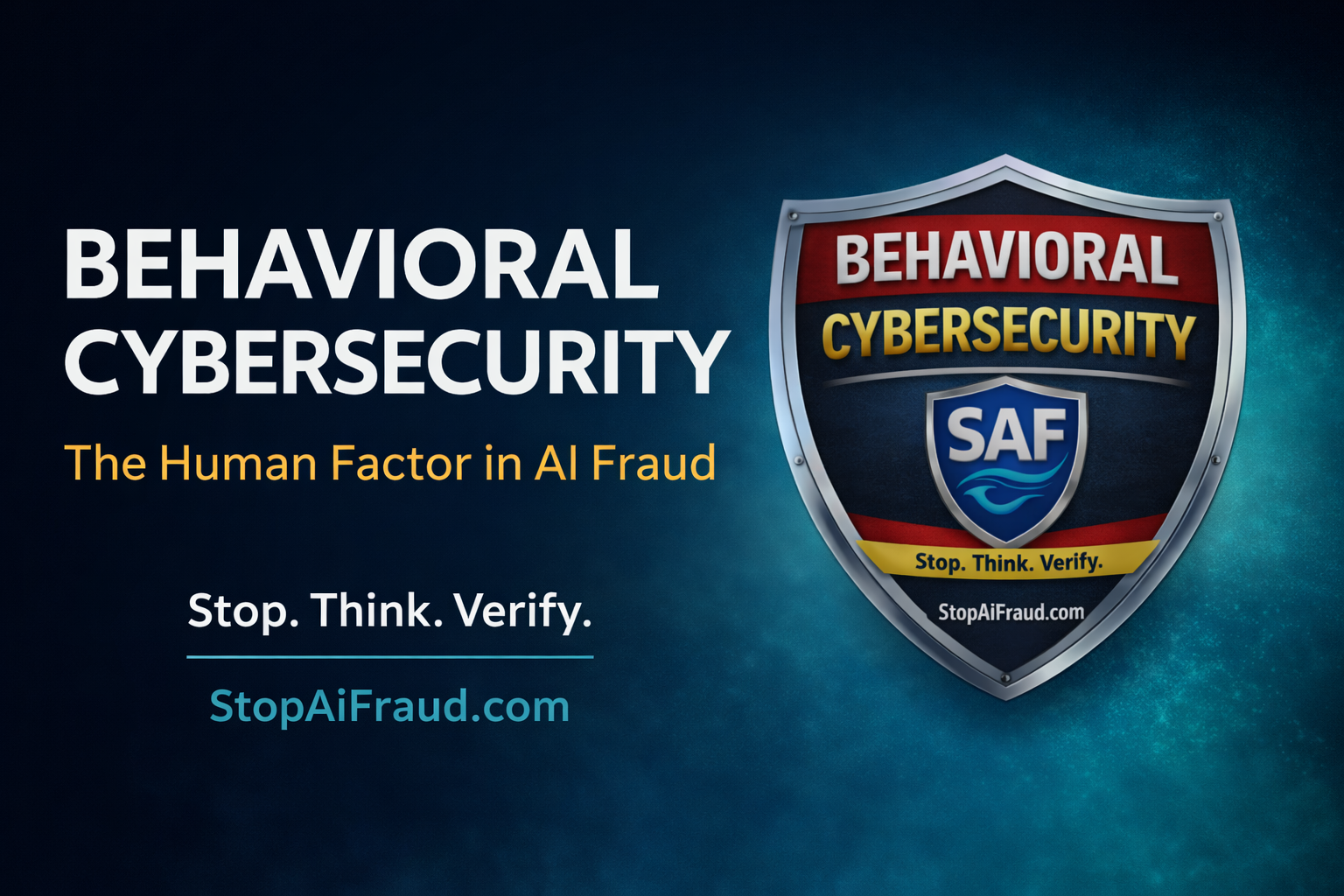 Behavioral Cybersecurity and the Human Factor in AI Fraud Prevention Behavioral Cybersecurity - The Human Factor in AI Fraud - Stop. Think. Verify.